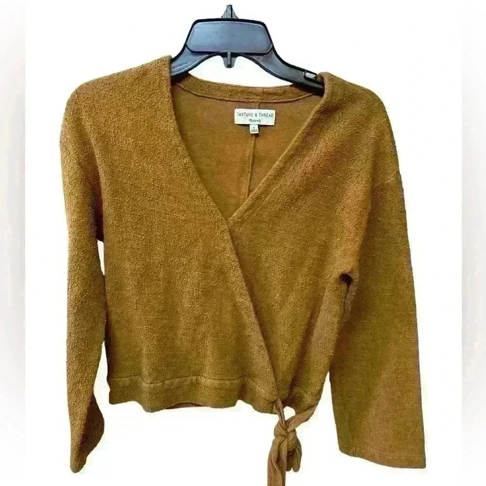 Madewell Texture & Thread Wrap Shirt small Terra‎ Cotta V-Neck Orange New NWOT